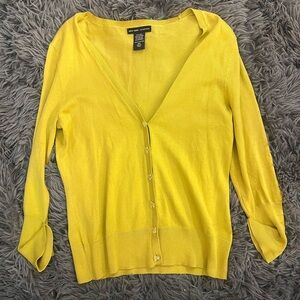 NY&C Yellow Cardigan Crystal Buttons
